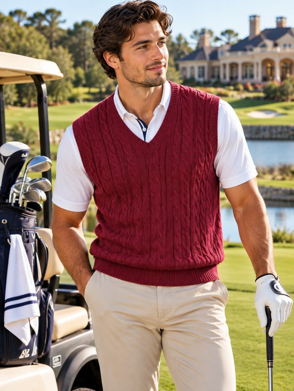 Brooks Brothers Burgundy Chunly Cable Knit Sweater Vest L Quite Luxury Preppy